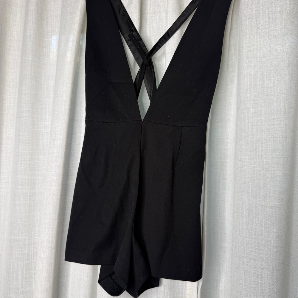 Black Sleeveless Romper with Cross Back
